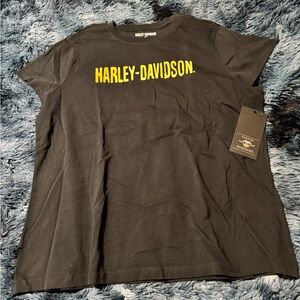 Harley-Davidson Black Tee with Yellow Logo NWT